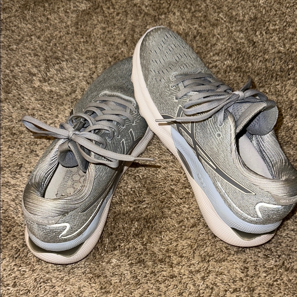 Asics Gray Sneakers with Chunky Midsole and Mesh Upper